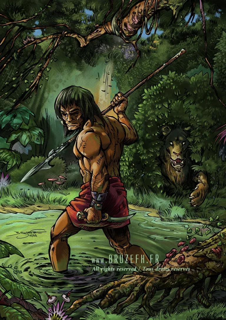 "Conan Dans La jungle", illustration numérique par Bruzefh